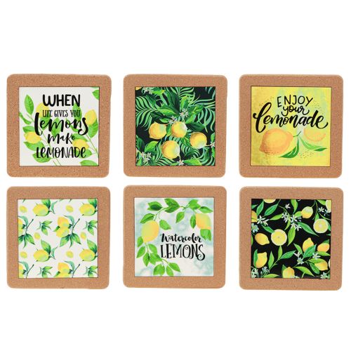 Artikel Onderzetters Citroen Placemats Zomer Assorti 19,5×19,5cm 6st