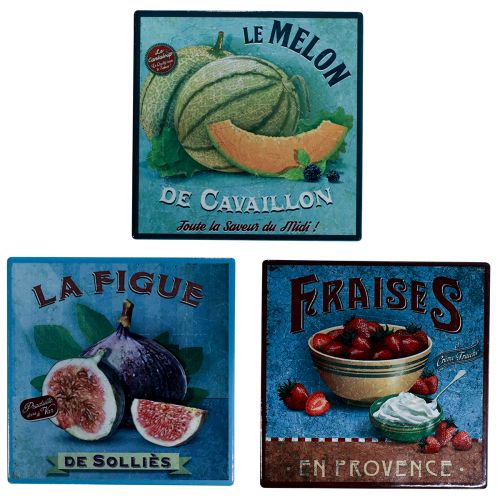 Floristik24 Onderzetters keramiek motief fruit vintage 15x15cm 3st