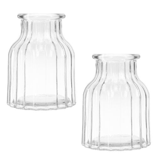 Floristik24 Vaas glas groeven glazen vaas decoratief glas helder Ø11cm H15cm 2st