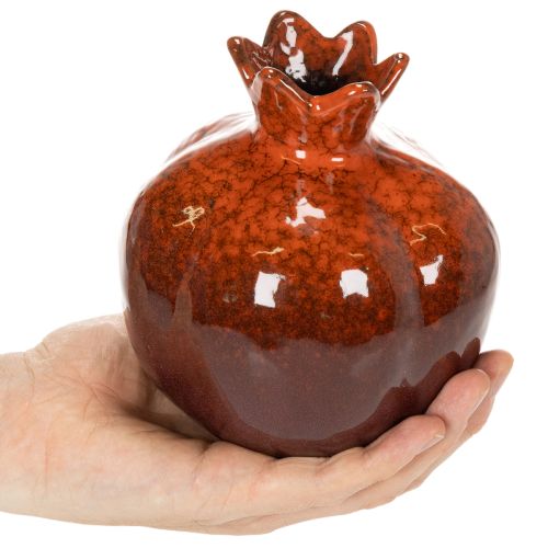 Keramische granaatappeldecoratie, glanzend, 14 cm | Floristik24.nl