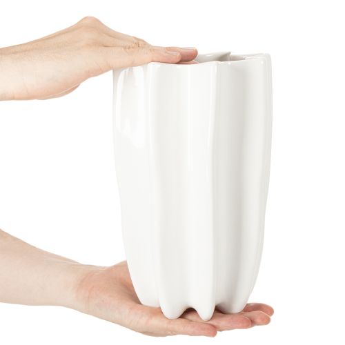 Geribbelde vaas, hoge decoratieve vaas voor droogbloemen, 24 cm | Floristik24.nl