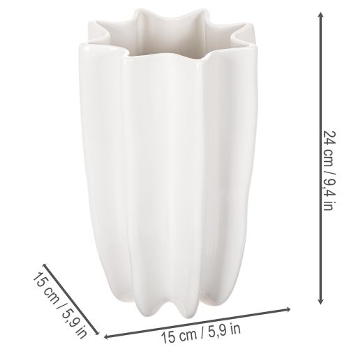 Geribbelde vaas, hoge decoratieve vaas voor droogbloemen, 24 cm | Floristik24.nl