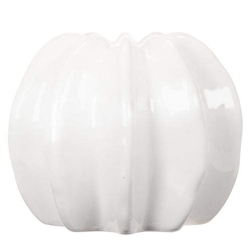 Pompoenvormige keramische vaas, wit, woondecoratie, 15 cm | Floristik24.nl