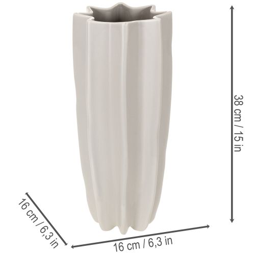Moderne geribbelde vaas, hoge decoratieve vaas voor droogbloemen, 38 cm | Floristik24.nl