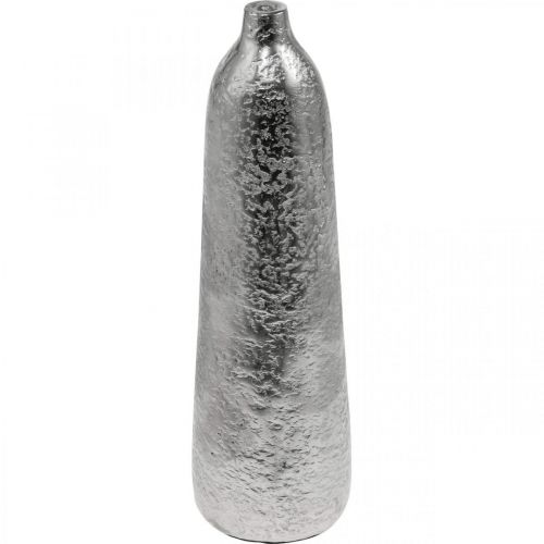 Decoratieve vaas metaal gehamerd bloemenvaas zilver Ø9,5cm H32cm