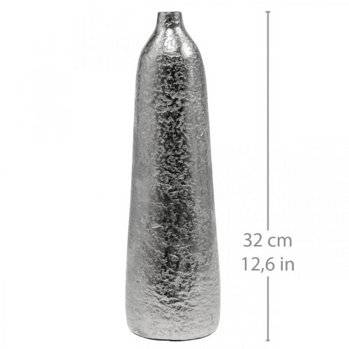 Artikel Decoratieve vaas metaal gehamerd bloemenvaas zilver Ø9,5cm H32cm