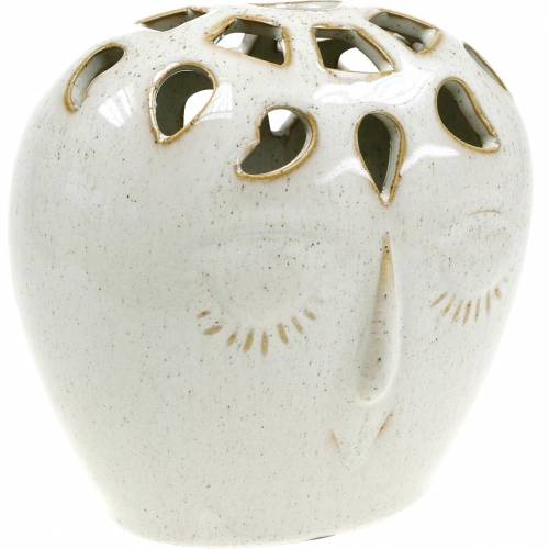 Floristik24 Keramische vaas met gezichtscrème, beige H13cm aardewerk look 1st