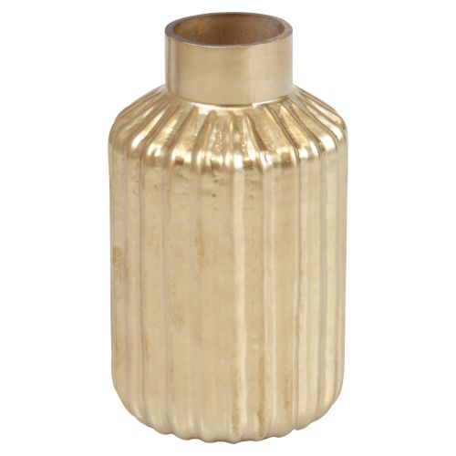 Floristik24 Vaas goudkleurige glazen vaas met groeven bloemenvaas glas Ø8cm H14cm