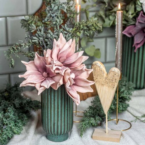 Artikel Keramische vaas, tafeldecoratie, gecanneleerde decoratieve vaas groen, bruin Ø10.5cm H21.5cm