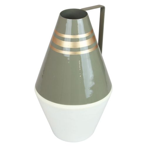 Artikel Vaas metalen handvat grijs/crème/goud vintage Ø19cm H31cm