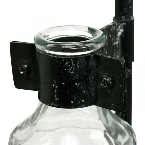 Artikel Siervaas decoratief fles glas met metalen voet zwart Ø13cm