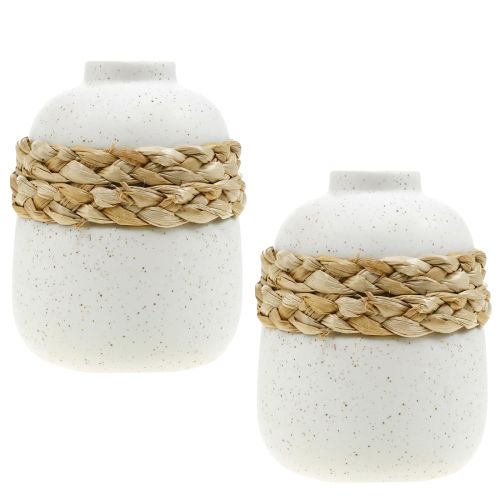 Artikel Bloemenvaas witte keramiek zeegras tafelvaas H10,5cm 2st