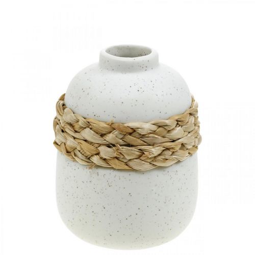 Floristik24 Bloemenvaas witte keramiek zeegras tafelvaas H10,5cm 2st