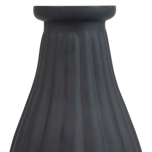Artikel Vaas zwart glazen vaas groeven decoratieve vaas glas Ø8cm H14cm