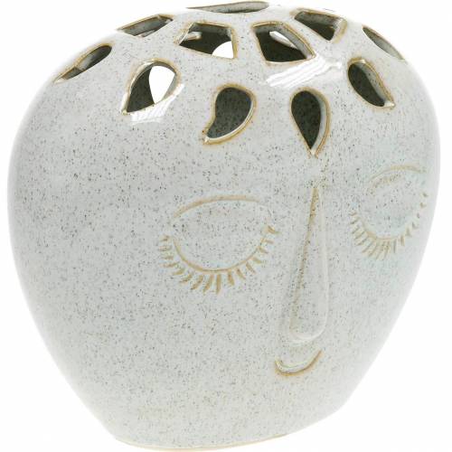 Floristik24 Vaas met gezichtscrème, beige H18cm steengoedlook 1 st