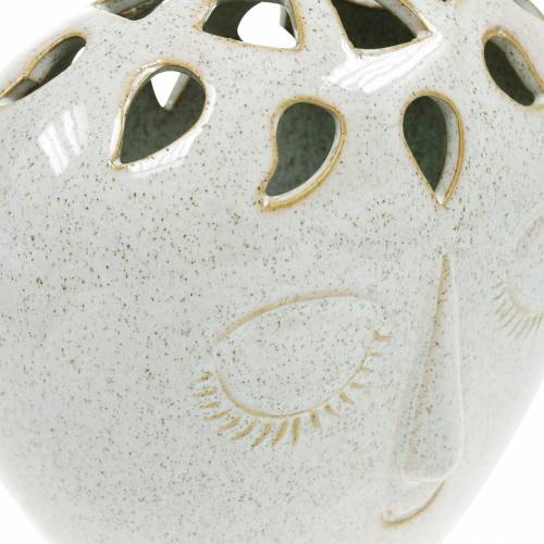 Floristik24 Vaas met gezichtscrème, beige H18cm steengoedlook 1 st
