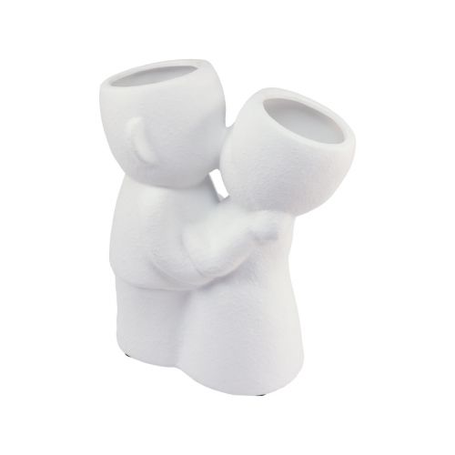 Floristik24 Vaas Witte Dubbele Vaas Kussend Paartje Keramiek H23,5cm