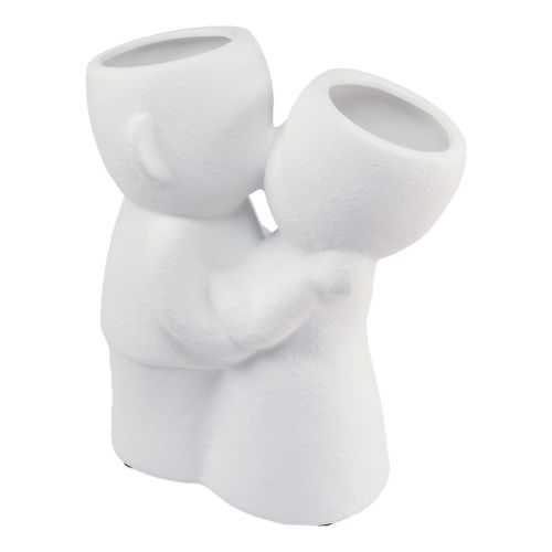 Floristik24 Vaas Wit Kussend Paar Dubbele Vaas Keramiek H29cm