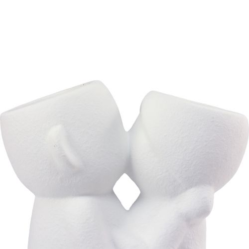 Floristik24 Vaas Wit Kussend Paar Dubbele Vaas Keramiek H29cm