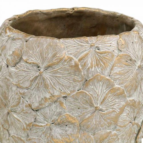 Floristik24 Sierpot bloemenpatroon, betonnen vaas gouden vintage look Ø18cm H24cm