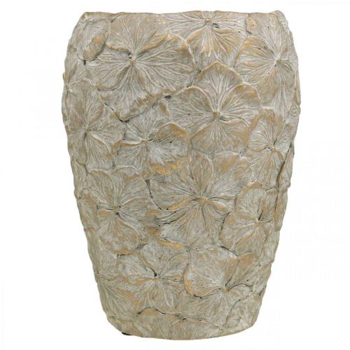 Floristik24 Sierpot bloemenpatroon, betonnen vaas gouden vintage look Ø18cm H24cm