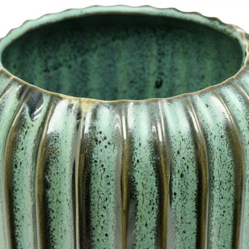 Floristik24 Siervaas, bloemstukken, tafeldecoraties, vaas van golfkeramiek groen, bruin Ø15cm H30.5cm