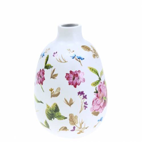 Siervaas witte bloemen Ø9cm H13.8cm