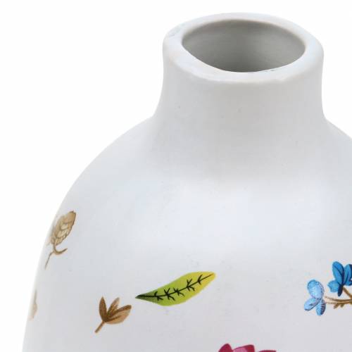 Floristik24 Decoratieve vaas wit bloemen Ø11cm H17,5cm