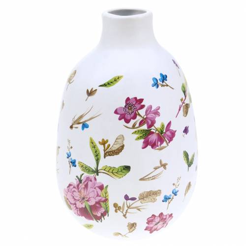 Floristik24 Decoratieve vaas wit bloemen Ø11cm H17,5cm
