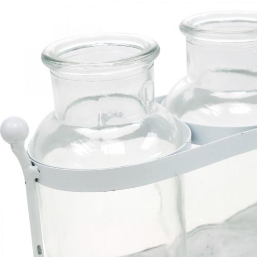 Floristik24 Bloemenvaas apotheker flessen apotheker glasdecoratie op dienblad 38cm