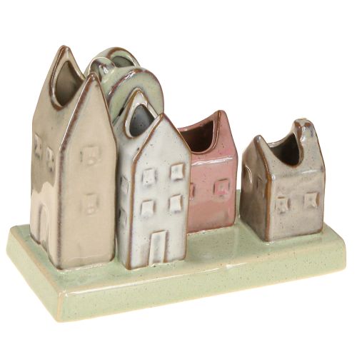Floristik24 Mini vaasjesset, kleurrijke huisjes voor tafeldecoratie, 14 cm