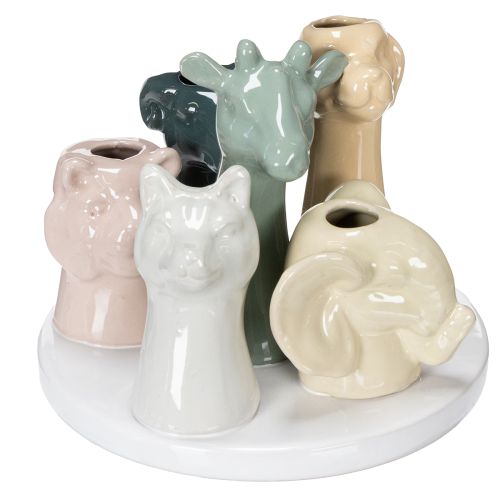 Decoratieve vaas met dierenfiguurtjes, perfect voor een speelse kamerinrichting, 13 cm