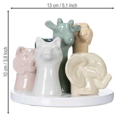 Artikel Decoratieve vaas met dierenfiguurtjes, perfect voor een speelse kamerinrichting, 13 cm