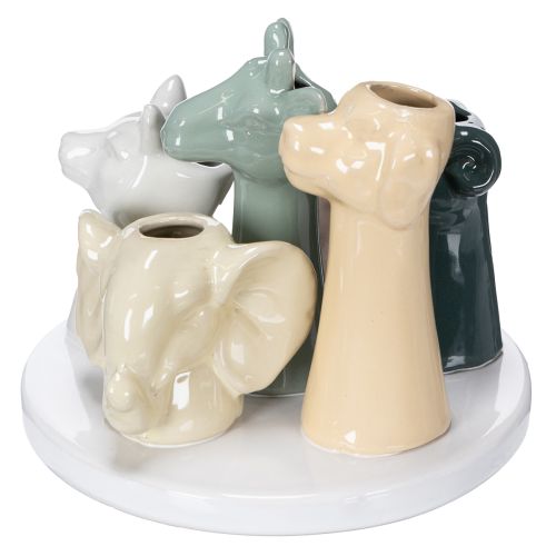 Artikel Decoratieve vaas met dierenfiguurtjes, perfect voor een speelse kamerinrichting, 13 cm