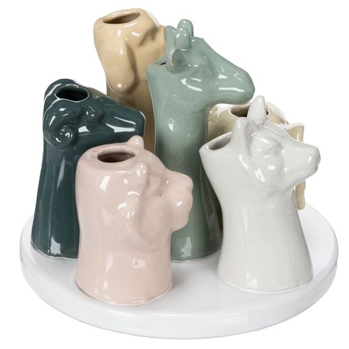 Artikel Decoratieve vaas met dierenfiguurtjes, perfect voor een speelse kamerinrichting, 13 cm