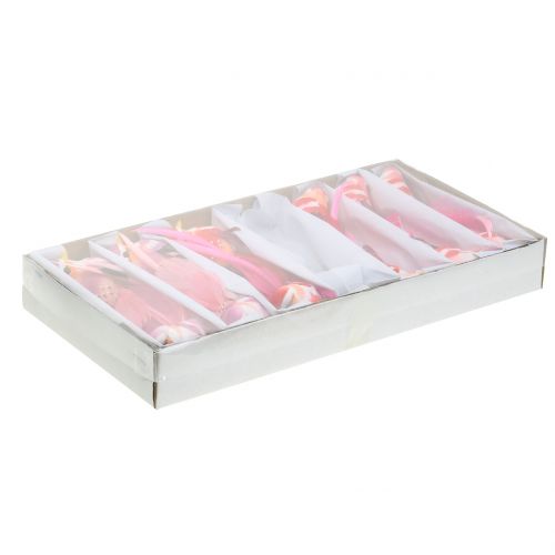 Floristik24 Vogel op clip roze, roze 15cm 12st