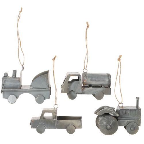 Artikel Vintage decoratieve metalen auto's om op te hangen, diverse maten, 9-10 cm, 4 stuks