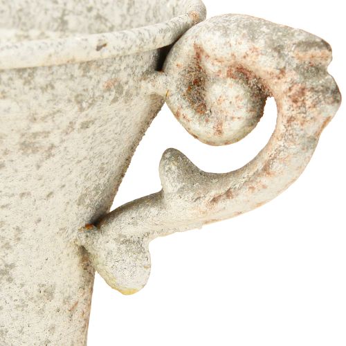 Artikel Vintage decoratieve metalen beker met handvat Shabby Chic H14,5cm