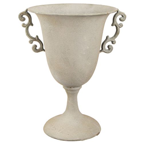 Floristik24 Vintage decoratieve beker met handvatten metalen decoratie grijs H30cm