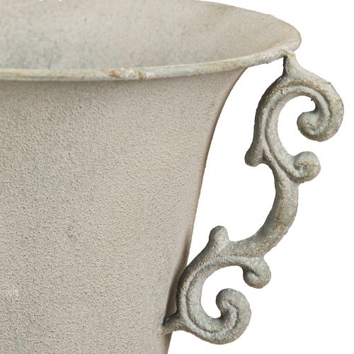 Artikel Vintage decoratieve beker met handvatten metalen decoratie grijs H30cm