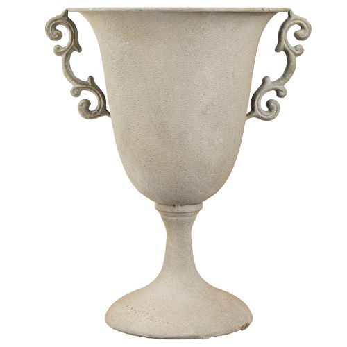 Artikel Vintage decoratieve beker met handvatten metalen decoratie grijs H30cm
