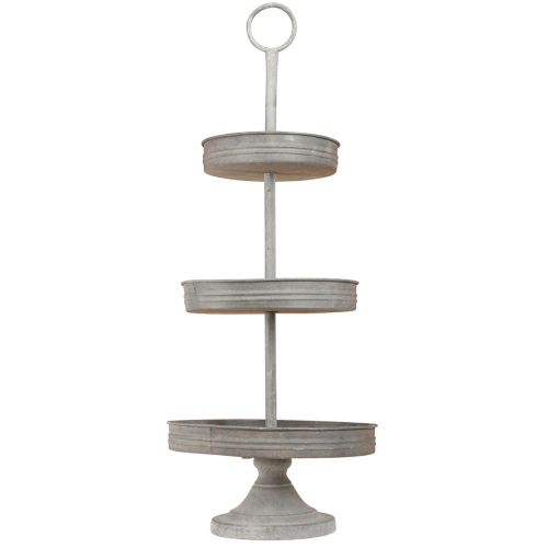 Artikel Vintage etagère metaalgrijs 3-laags Ø30,5cm H78cm