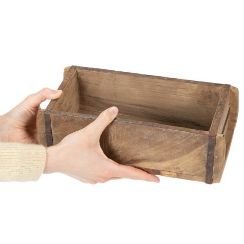 Vintage houten plantenbak in baksteenvorm, 30 cm | Floristik24.nl