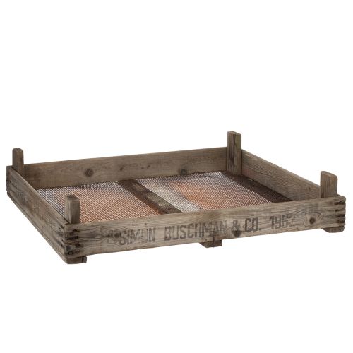 Floristik24 Vintage houten doos met draadgaas, landelijke stijl, uienzeef, decoratief, 75×50×14 cm