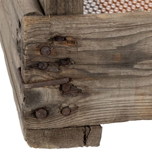 Artikel Vintage houten doos met draadgaas, landelijke stijl, uienzeef, decoratief, 75×50×14 cm