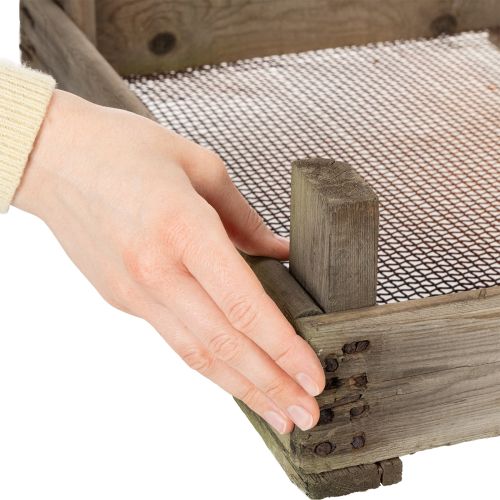 Artikel Vintage houten doos met draadgaas, landelijke stijl, uienzeef, decoratief, 75×50×14 cm