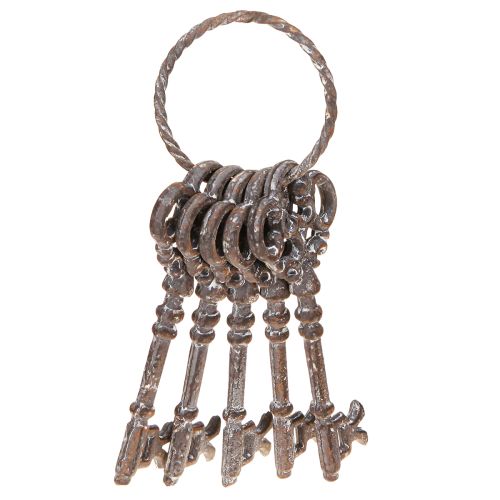 Vintage sleutelhanger in roestkleurig metaal, H20,5 cm