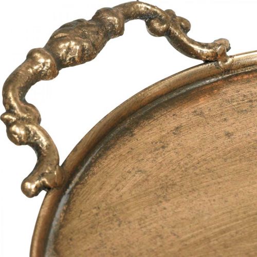 Floristik24 Vintage dienblad, decoratief dienblad goud, kaarsendienblad H2cm Ø25/21cm set van 2