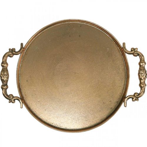 Floristik24 Vintage dienblad, decoratief dienblad goud, kaarsendienblad H2cm Ø25/21cm set van 2