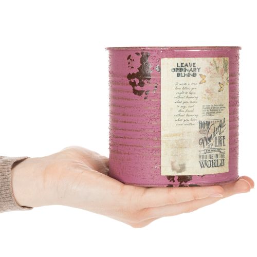 Artikel Vintage plantenbak, decoratieve paarse metalen doos, zomerdecoratie Ø11cm H10.5cm